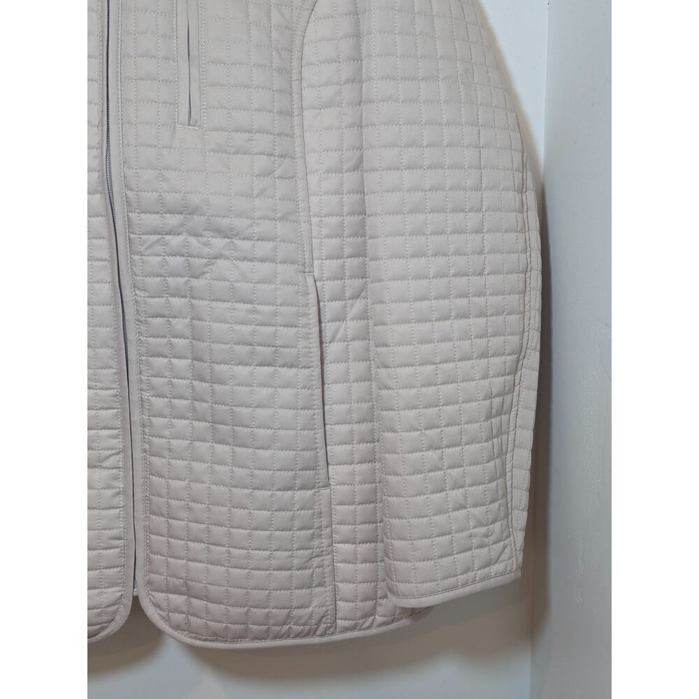 Lands End Hooded Puffer Jacket Womens M Ice Tan Lightweight Quilted Coat - Picture 3 of 9